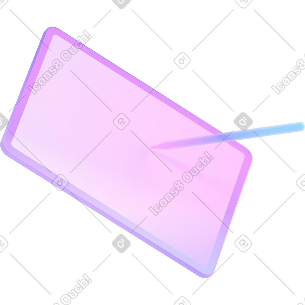 Graphic tablet and stylus illustrazione in stile 3D Glassy scarica in PNG, SVG