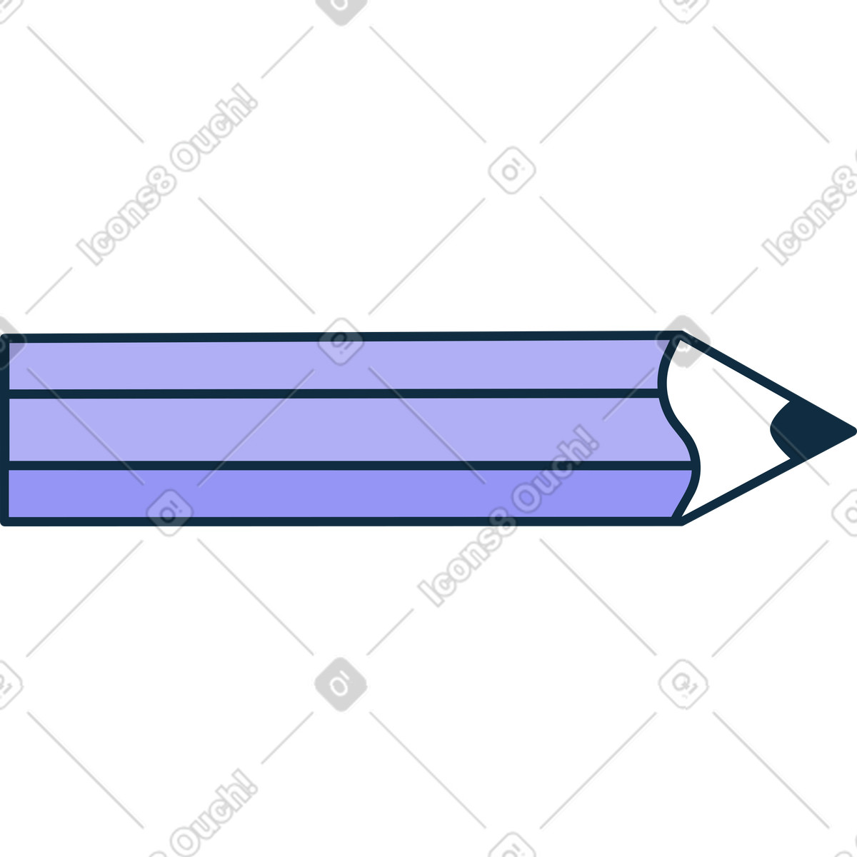 Bubble gum スタイルの ライラック色の木製鉛筆 のイラストをPNG、SVG形式でダウンロード