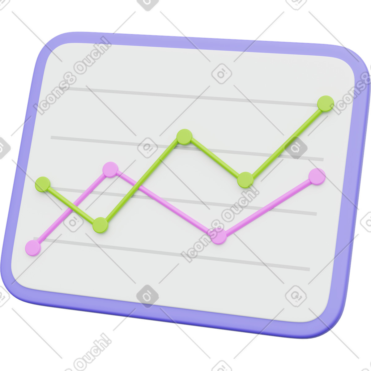 Profit graph with positive trend lines, business growth analytics illustration in 3D Playful style download in PNG, SVG