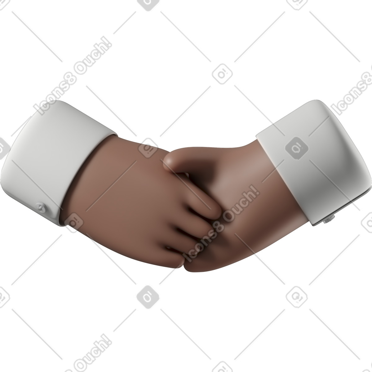 Stretta di mano delle mani pelle marrone illustrazione in stile 3D Hands Fun&Wild scarica in PNG, SVG