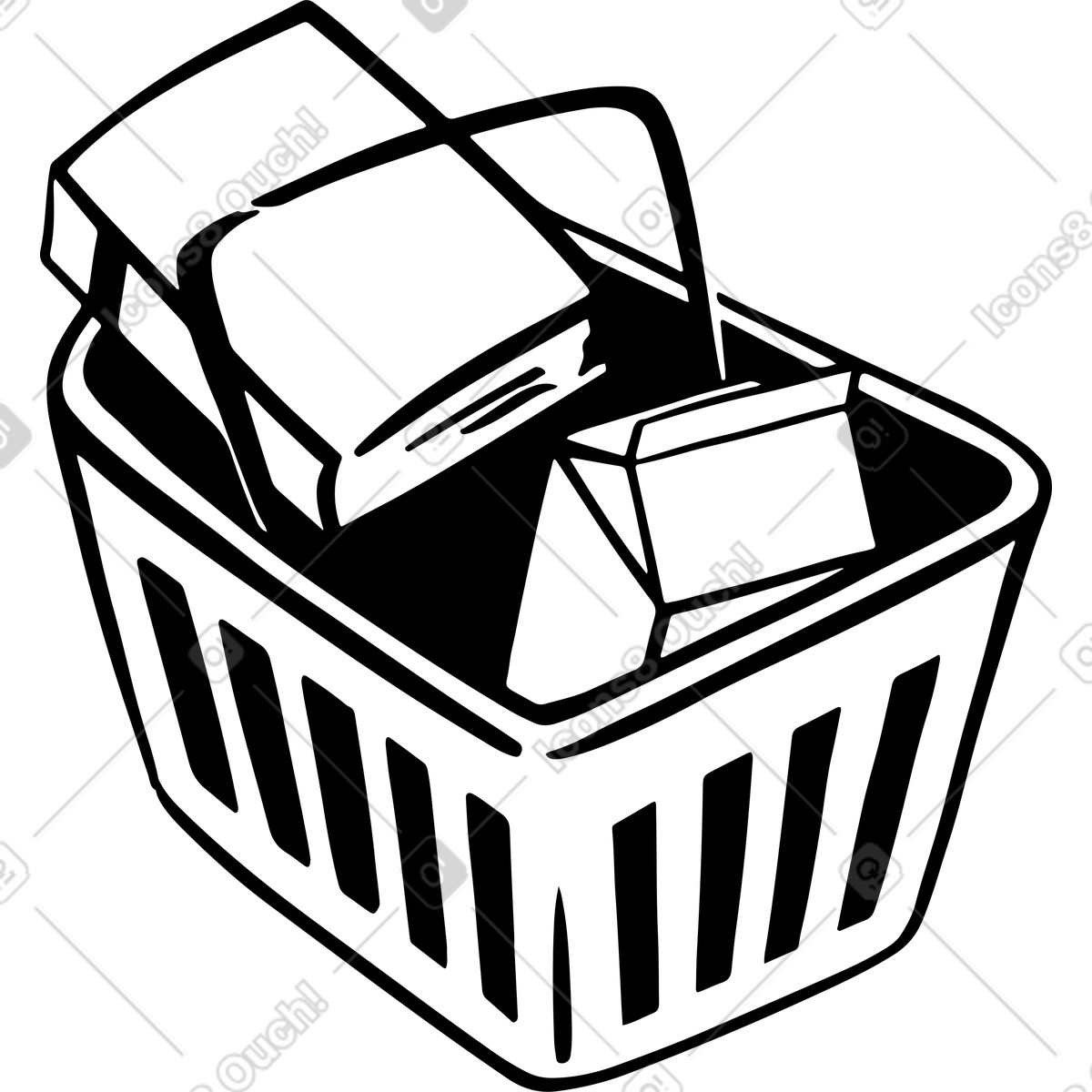 Ilustración Cesta de la compra con leche y libro en estilo Line a descargar en PNG SVG
