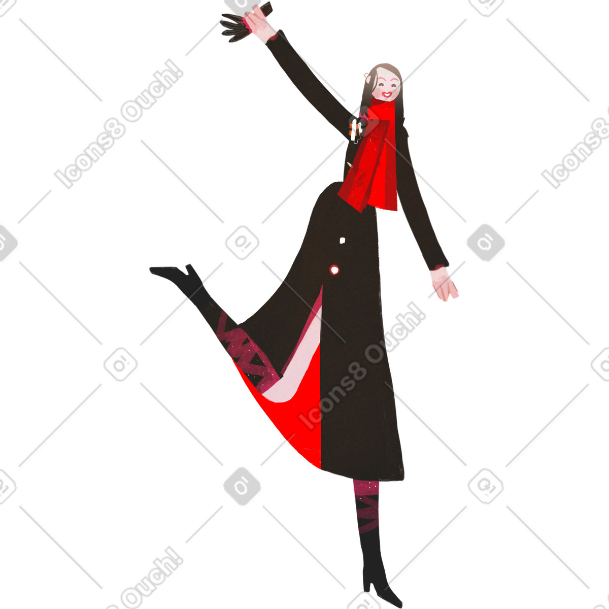 Fabulous スタイルの 黒のコートを着たマダム のイラストをPNG、SVG形式でダウンロード