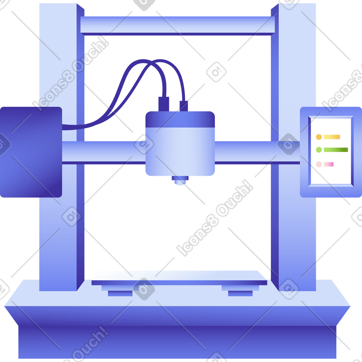 3D printing illustration in Levels style download in PNG, SVG