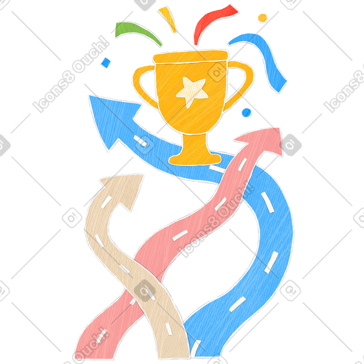 Roads leading to success illustration in Crafty style download in PNG, SVG
