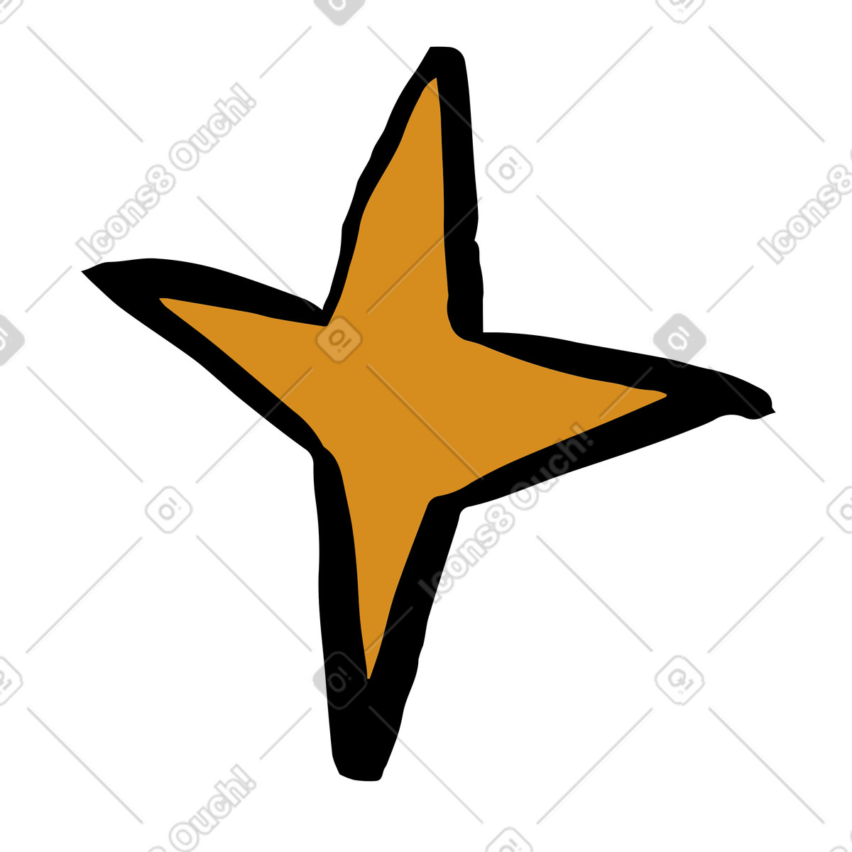 Oranger stern-Illustration im Scandi-Stil als Download in PNG, SVG