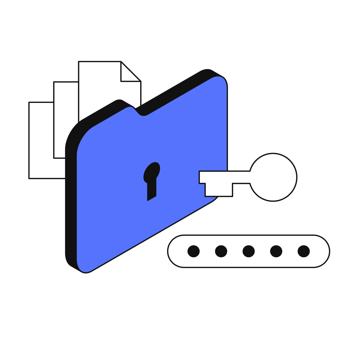 Main スタイルの Password security with locked folder and access key のイラストをPNG、SVG形式でダウンロード