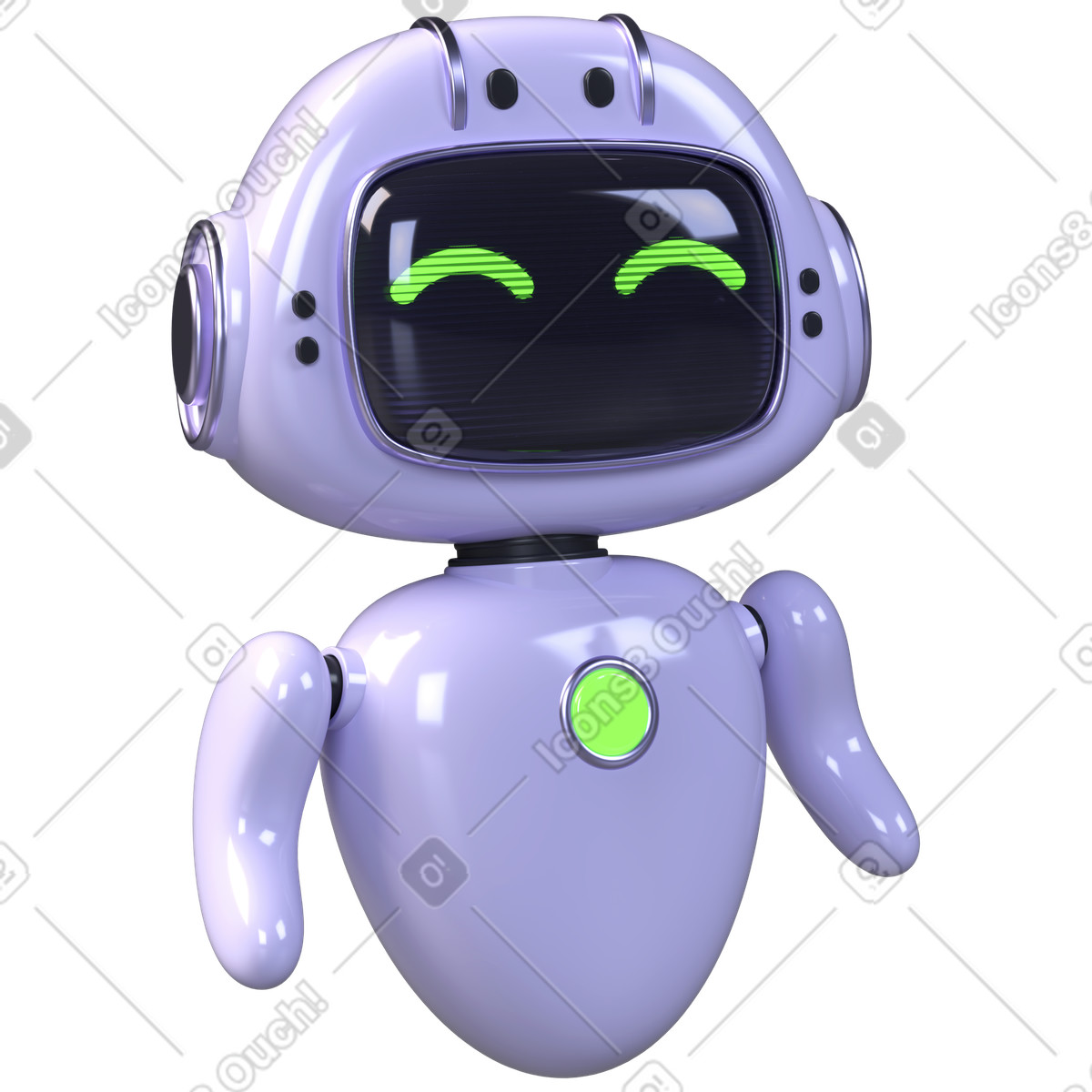 Ai robot character, futuristic assistant bot, cute chatbot mascot illustration in 3D Boost style download in PNG, SVG