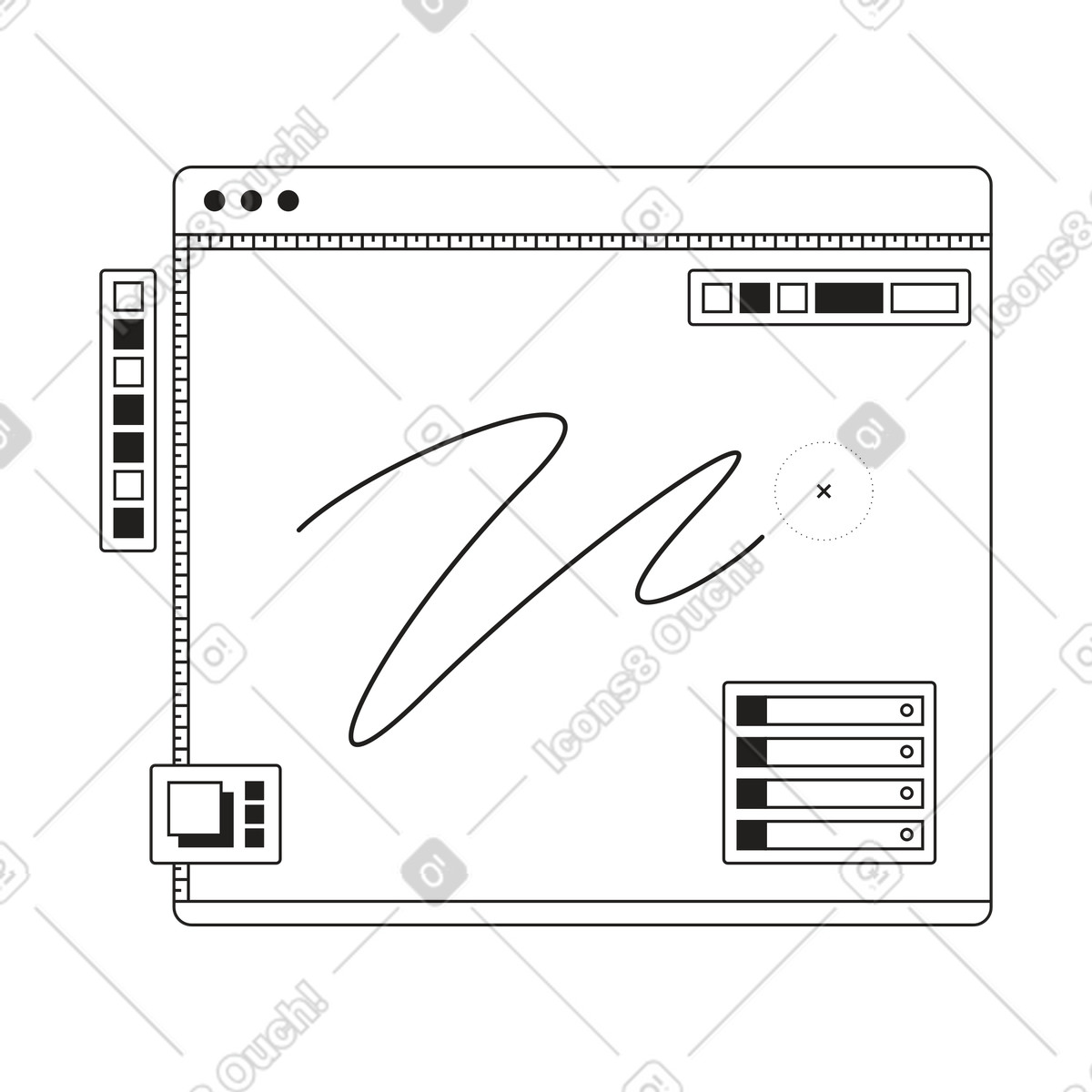 Programmleiste für design mit linie-Illustration im Tokyo-Stil als Download in PNG, SVG