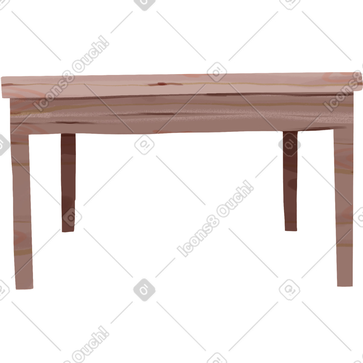下载 Ikigai 风格的 Wooden table with four legs 插画，支持 PNG、SVG 格式
