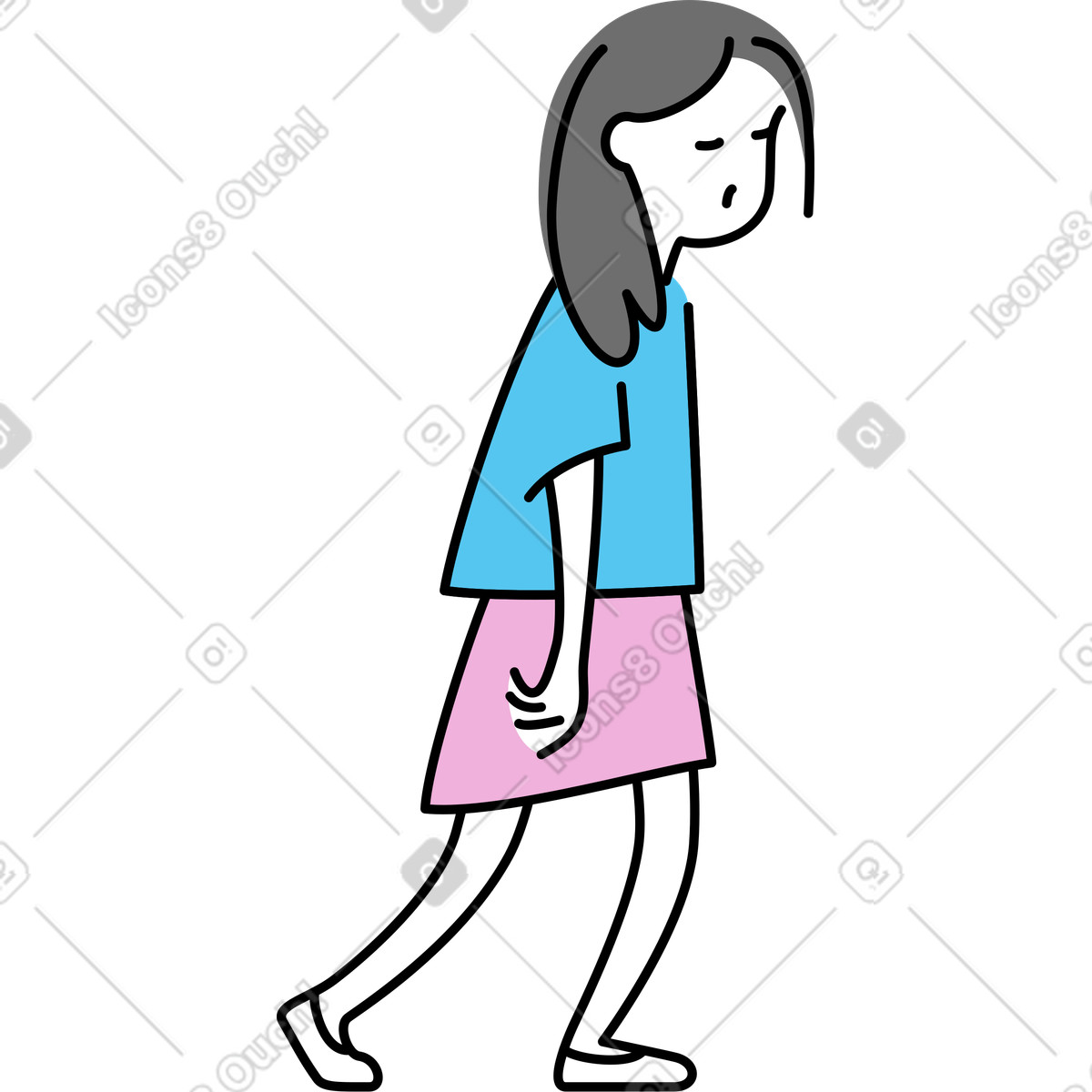 Tired woman illustration in Mochi style download in PNG, SVG