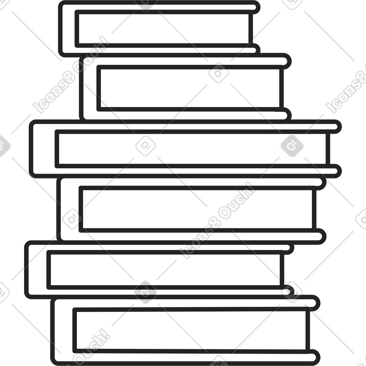 Six books in a stack illustration Sammy Line style download PNG, SVG