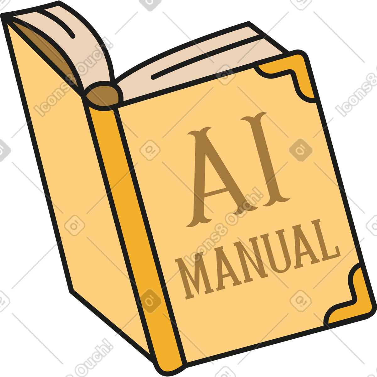 Book with the inscription ai manual illustration in Rubber style download in PNG, SVG