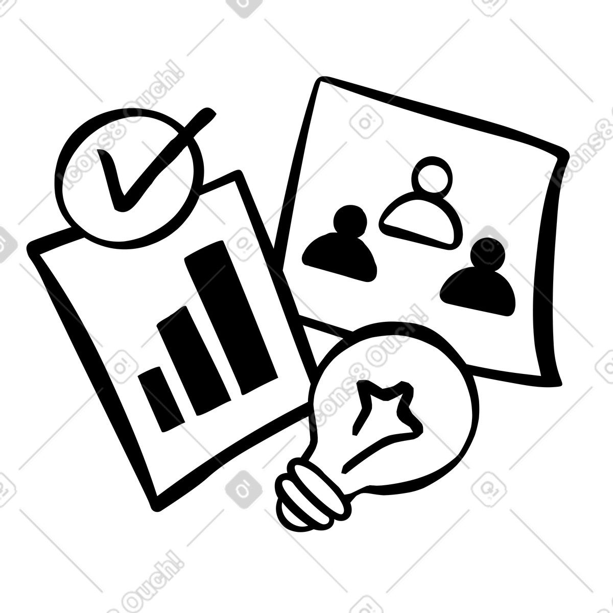 Project management brainstorming illustration with infographics clipart in PNG, SVG, GIF