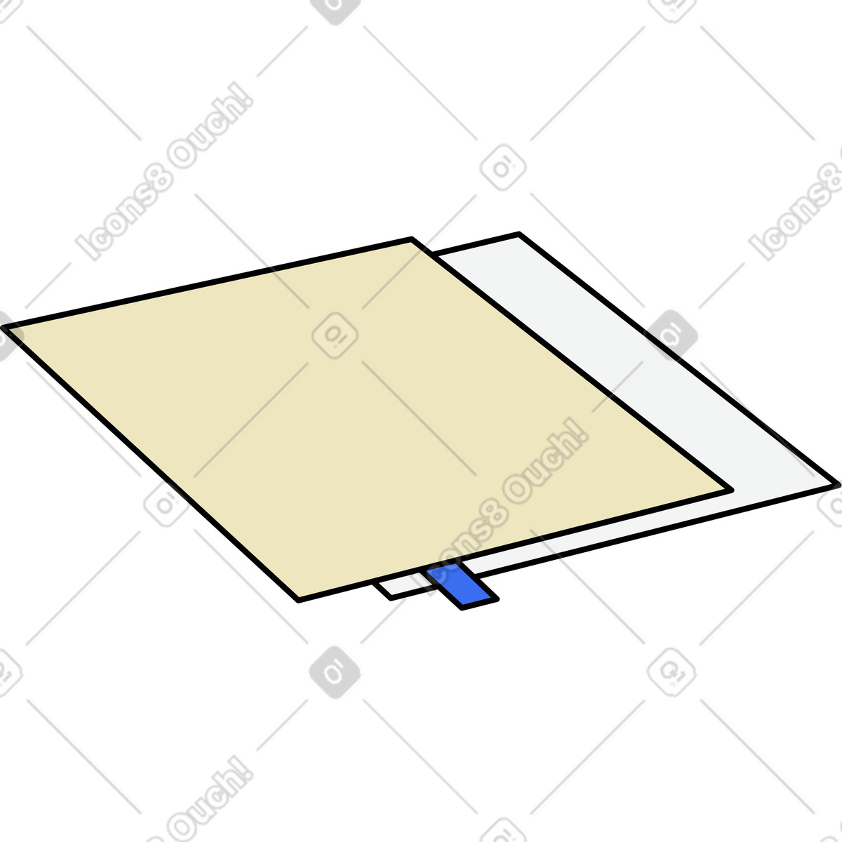 Paper sheets illustration in Kindy style download in PNG, SVG