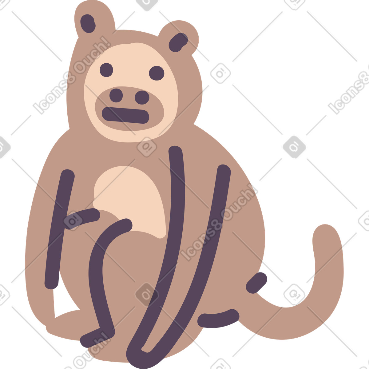 Affe-Illustration im Pluto-Stil als Download in PNG, SVG