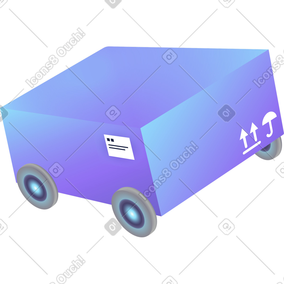 Delivery box on wheels illustration in Isotech style download in PNG, SVG