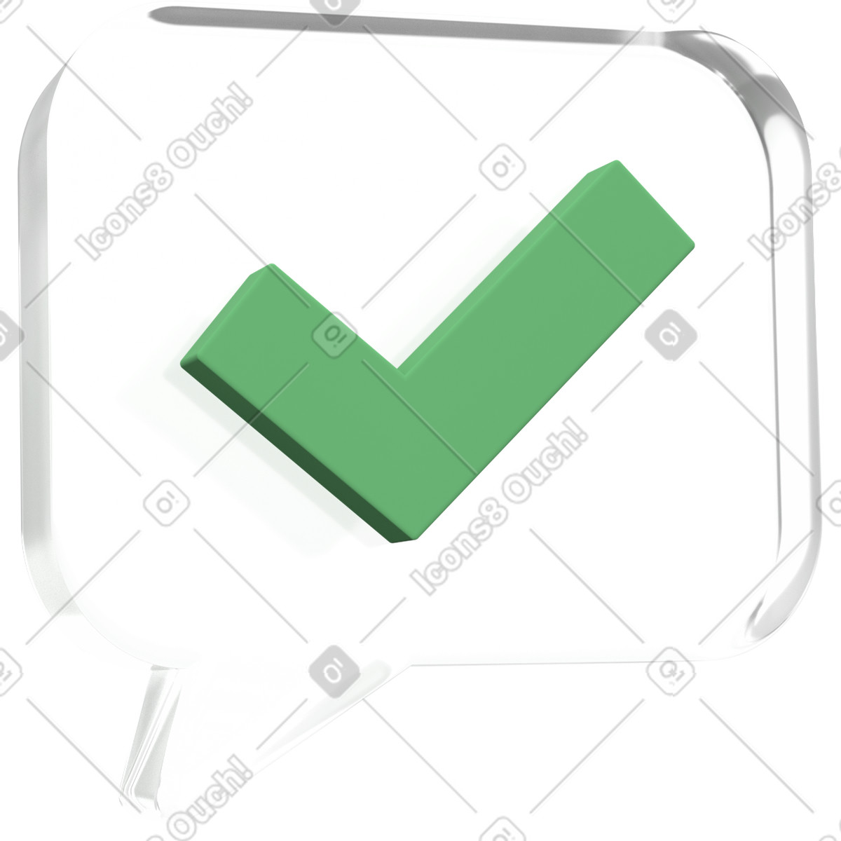 Speech bubble with a check mark illustration in 3D Grid style download in PNG, SVG