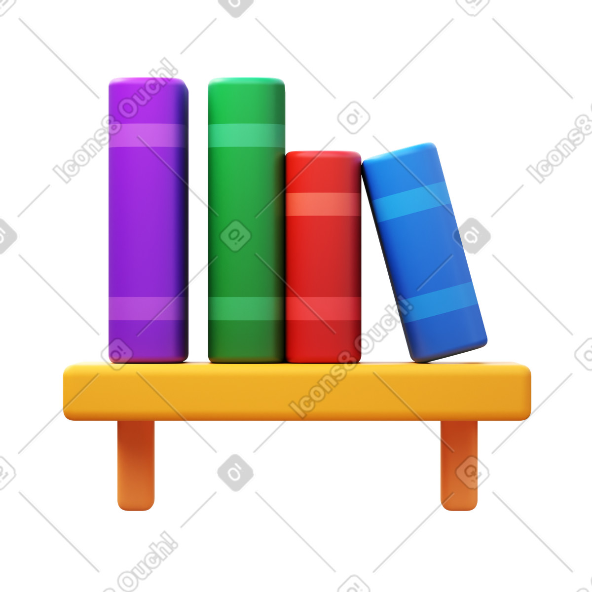 Book shelf illustration in 3D Fluency style download in PNG, SVG