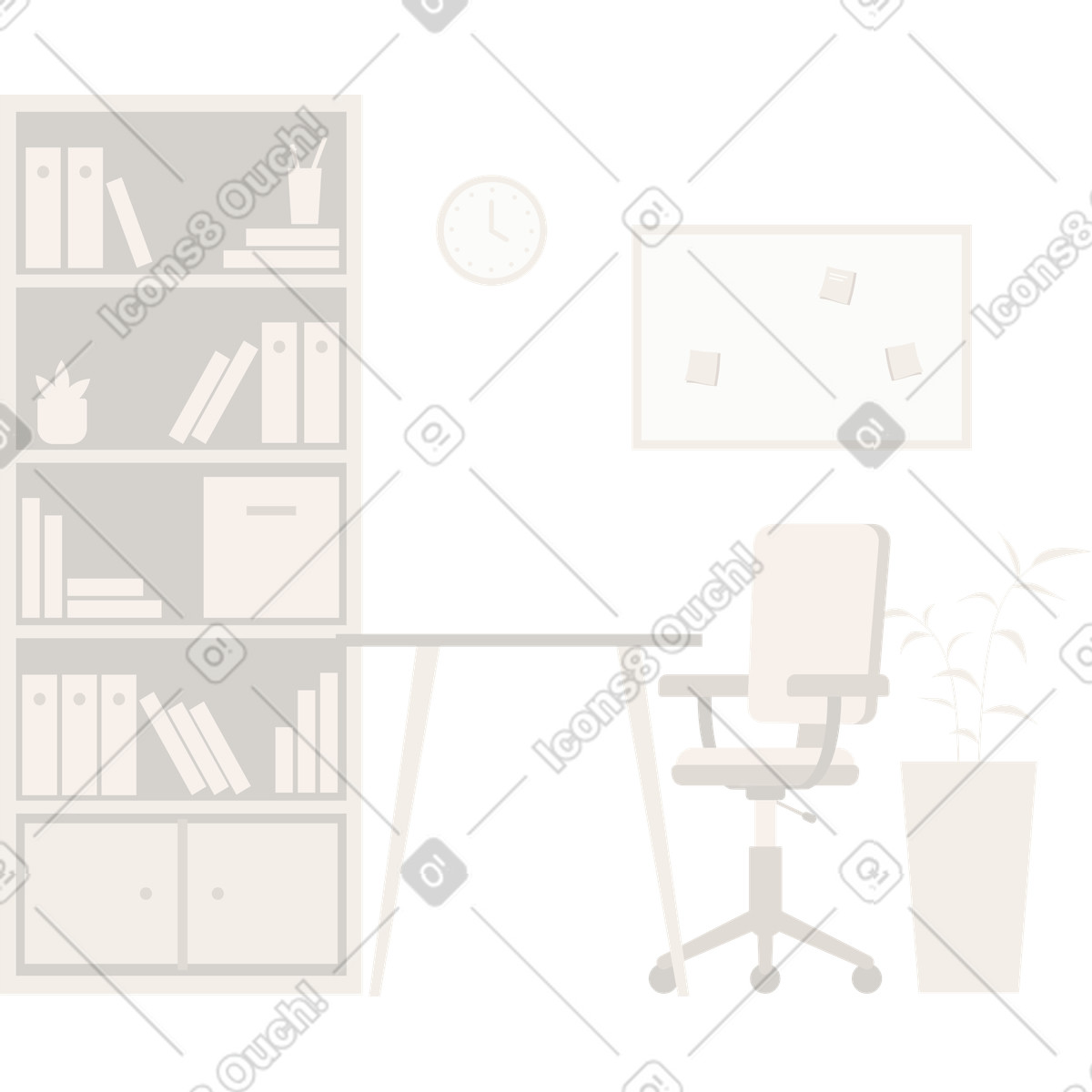 Ufficio di sfondo illustrazione in stile Lagom scarica in PNG, SVG