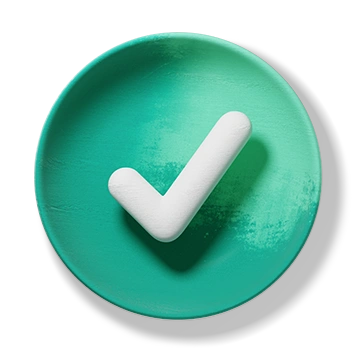 A green circular checkmark on a plate - 3D Microsoft Fluent illustration style illustration