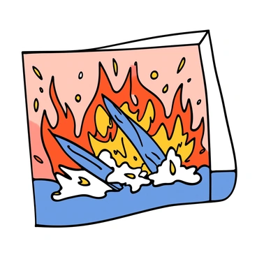 A card depicting fiery and icy elements clashing in a dramatic scene