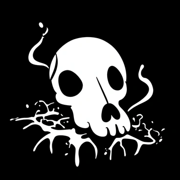 A dog skull positioned on a dark, textured surface, surrounded by shadows. The skull emits a "mysterious, eerie glow" that illuminates the immediate area. Wisps of fog drift around the base of the skull, enhancing the atmosphere. The texture of the skull is detailed, with visible cracks and crevices. The glow casts a soft light that contrasts with the surrounding darkness, creating a haunting visual effect.