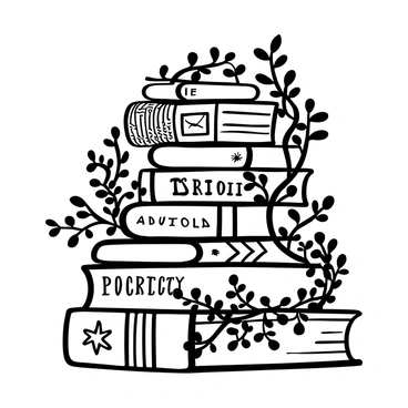 A stack of vintage books with ornate covers and spines, arranged haphazardly in a neat pile. Ivy tendrils curl around the books, weaving in and out between them, with numerous leaves extending outward. The texture of the books is detailed, showing the aged paper and embossed titles. The ivy adds a natural and organic feel, contrasting with the rigid structure of the books.