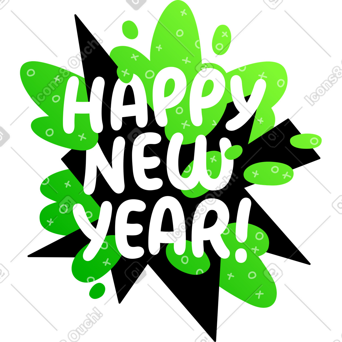 Ilustración Feliz año nuevo fondo en estilo Rocky a descargar en PNG y SVG