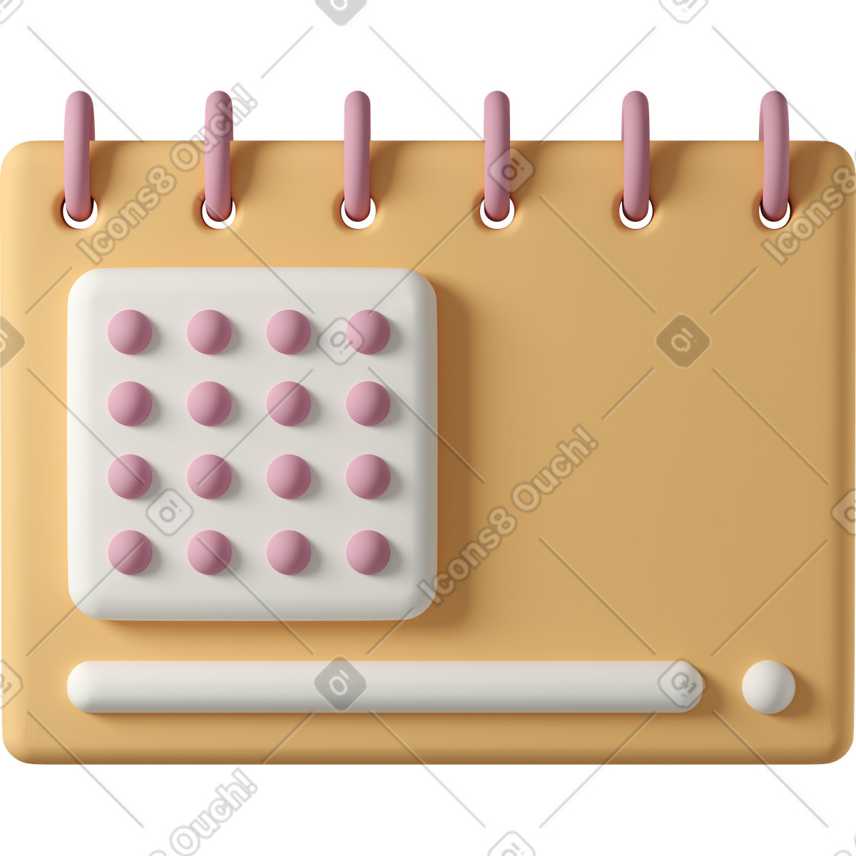 Ilustração de Orange calendar with dots em no estilo 3D Casual life para baixar em PNG, SVG