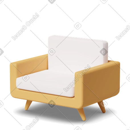 Illustration 3D Yellow armchair dans le style Accueil Casual life à télécharger aux formats PNG, SVG