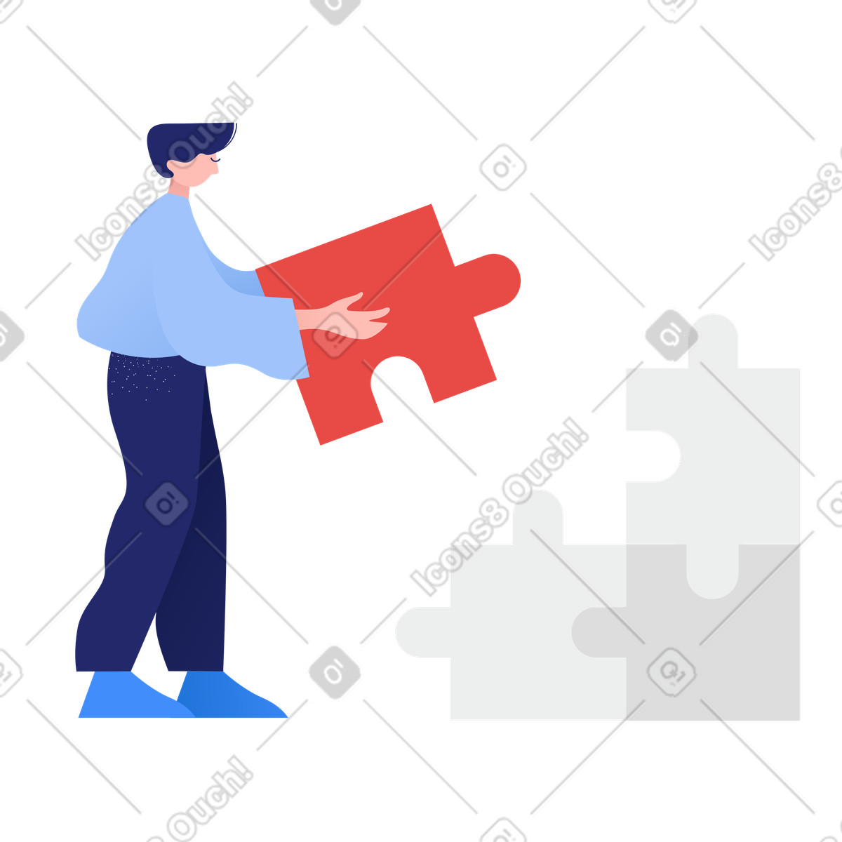 Иллюстрация Man holding a puzzle piece в стиле Clip — скачать в форматах PNG, SVG
