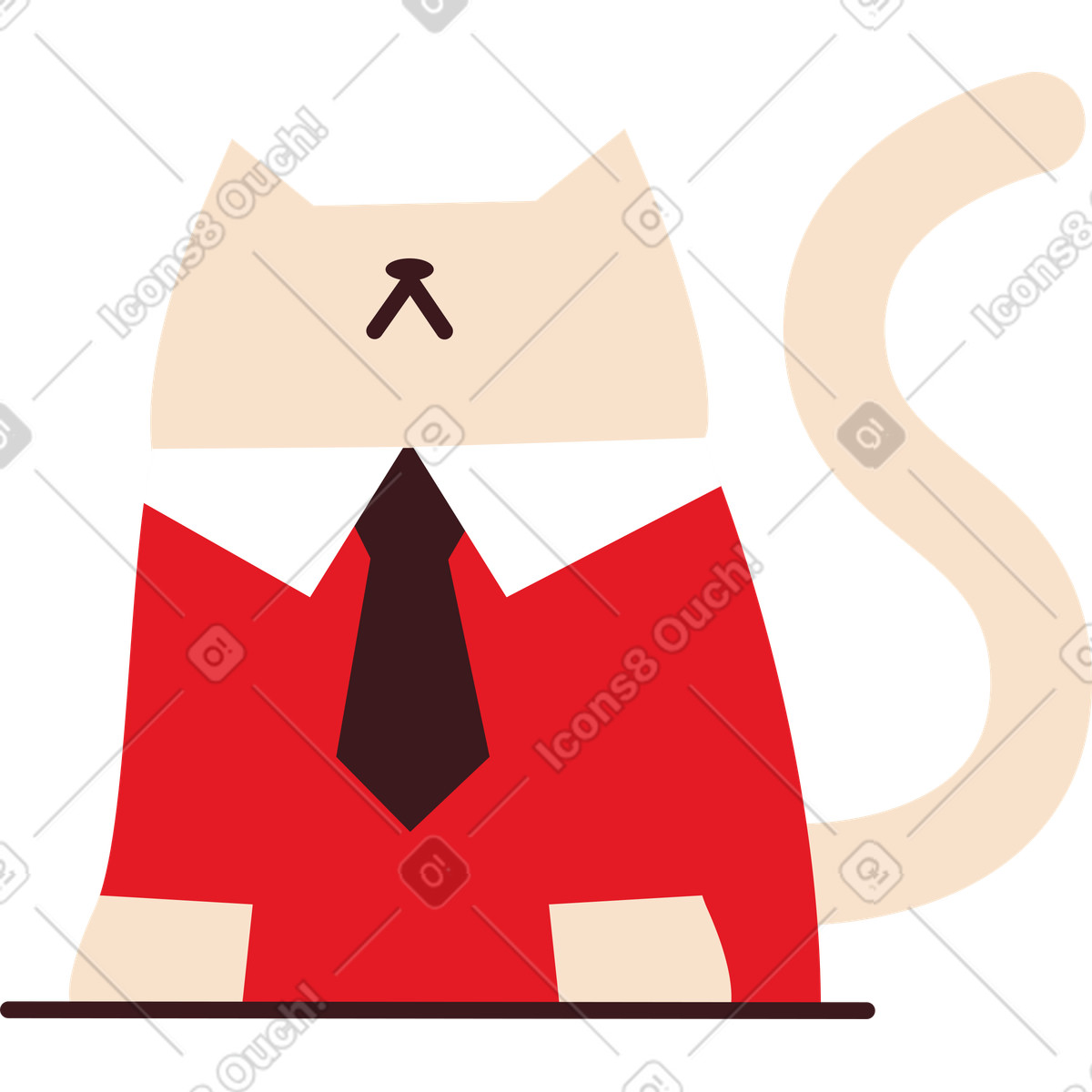 Gatto in camicia e cravatta illustrazione stile Folks scarica PNG, SVG