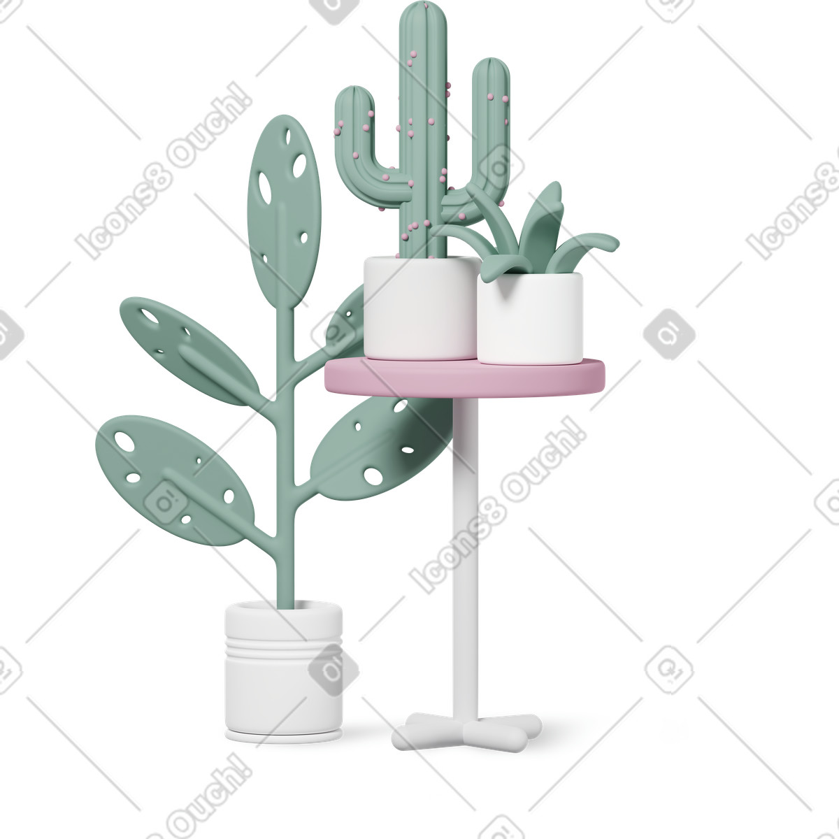 3D Casual life 스타일의 Interior plants 일러스트레이션 PNG, SVG 다운로드