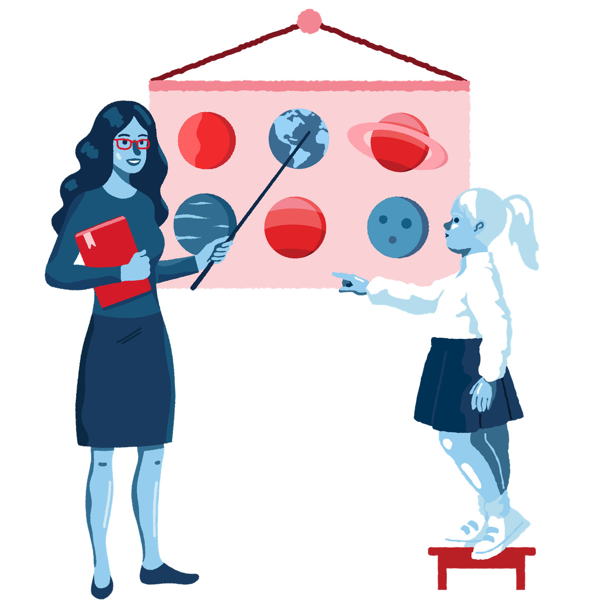 Teaching astronomy in primary school illustrazione stile Cherry scarica PNG, SVG