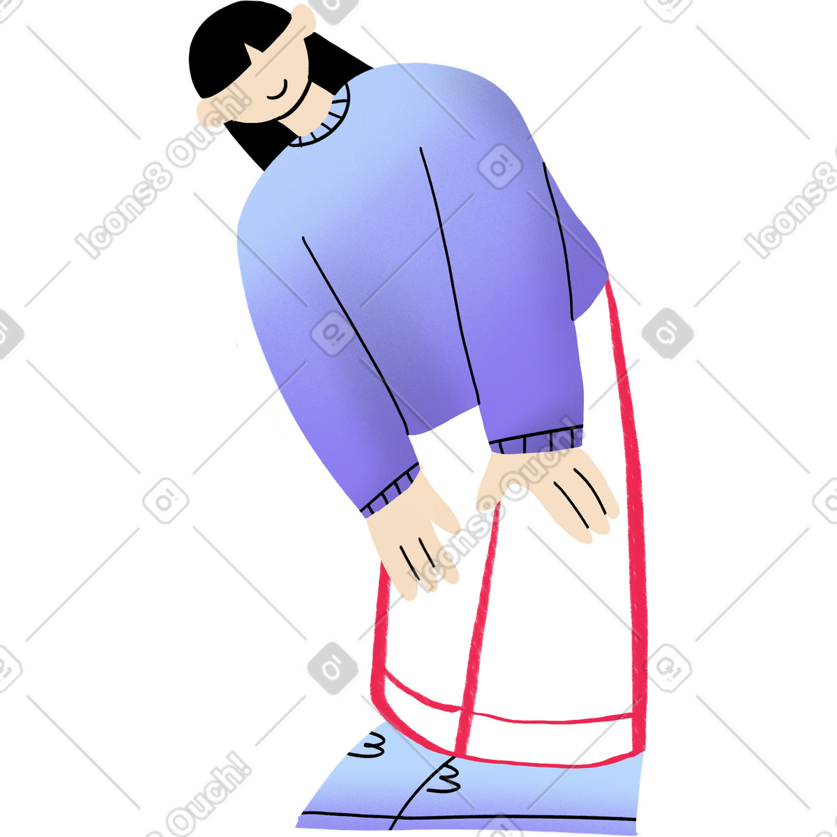 Girl standing and bending down a little illustration in Bonny style download in PNG, SVG