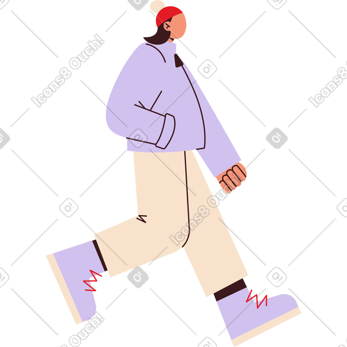 Young woman in a blue coat illustration Folks style download PNG, SVG
