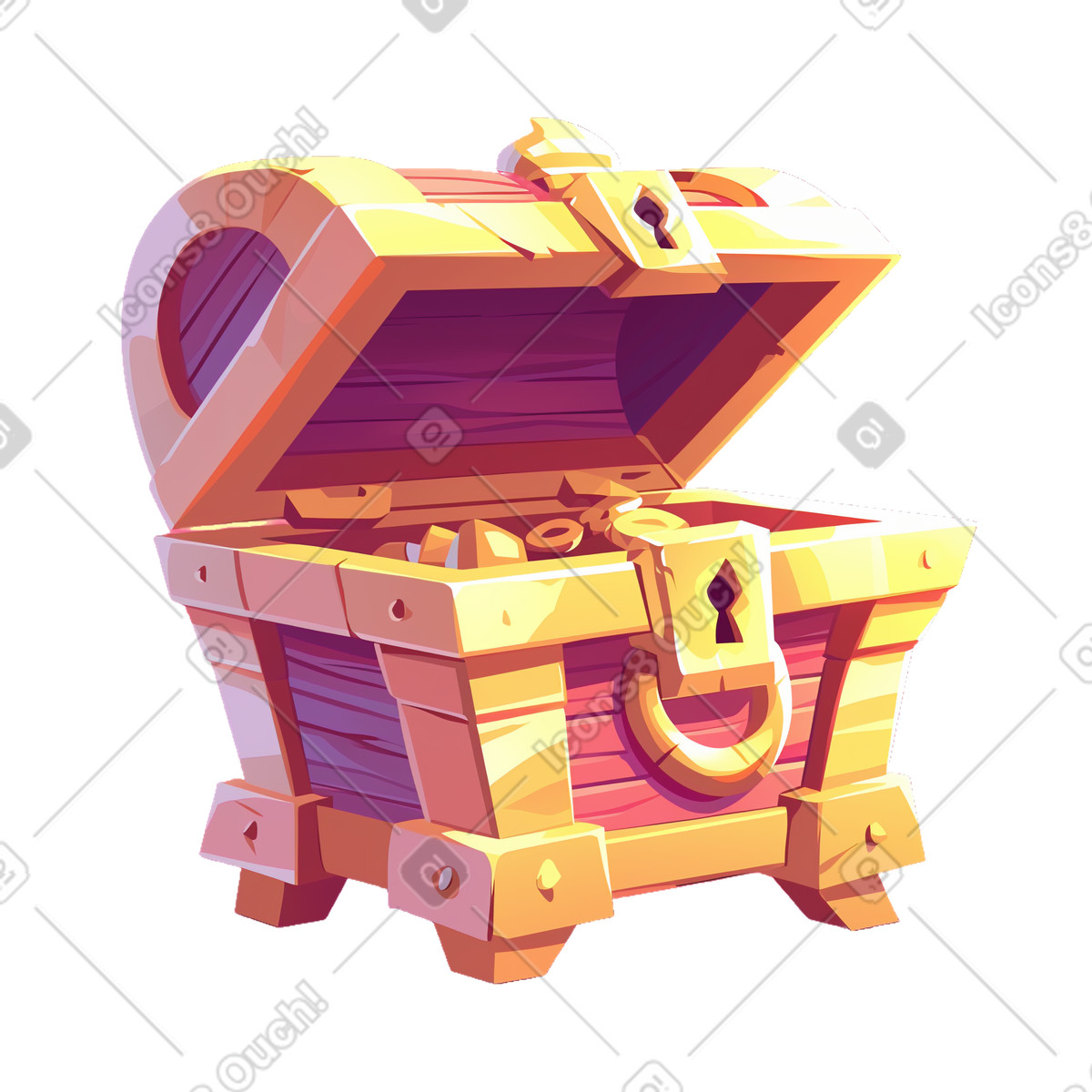 Treasure chest illustration in Glazy style download in PNG, SVG