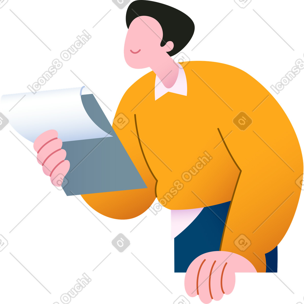 Uomo con clip board illustrazione in stile Colors scarica in PNG, SVG
