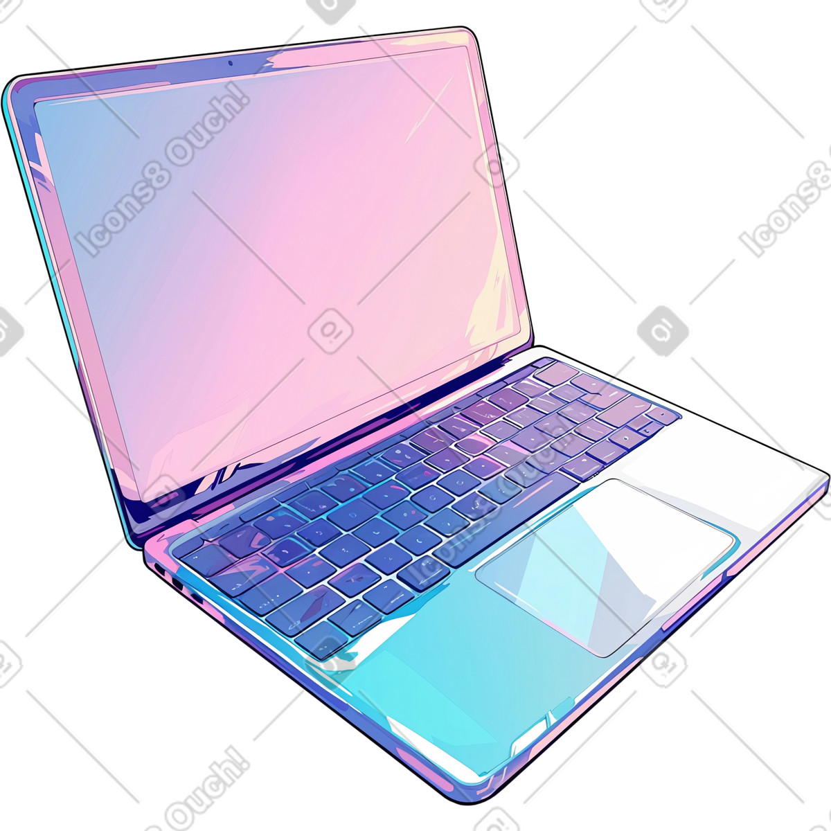 Laptop illustration in Glazy style download in PNG, SVG