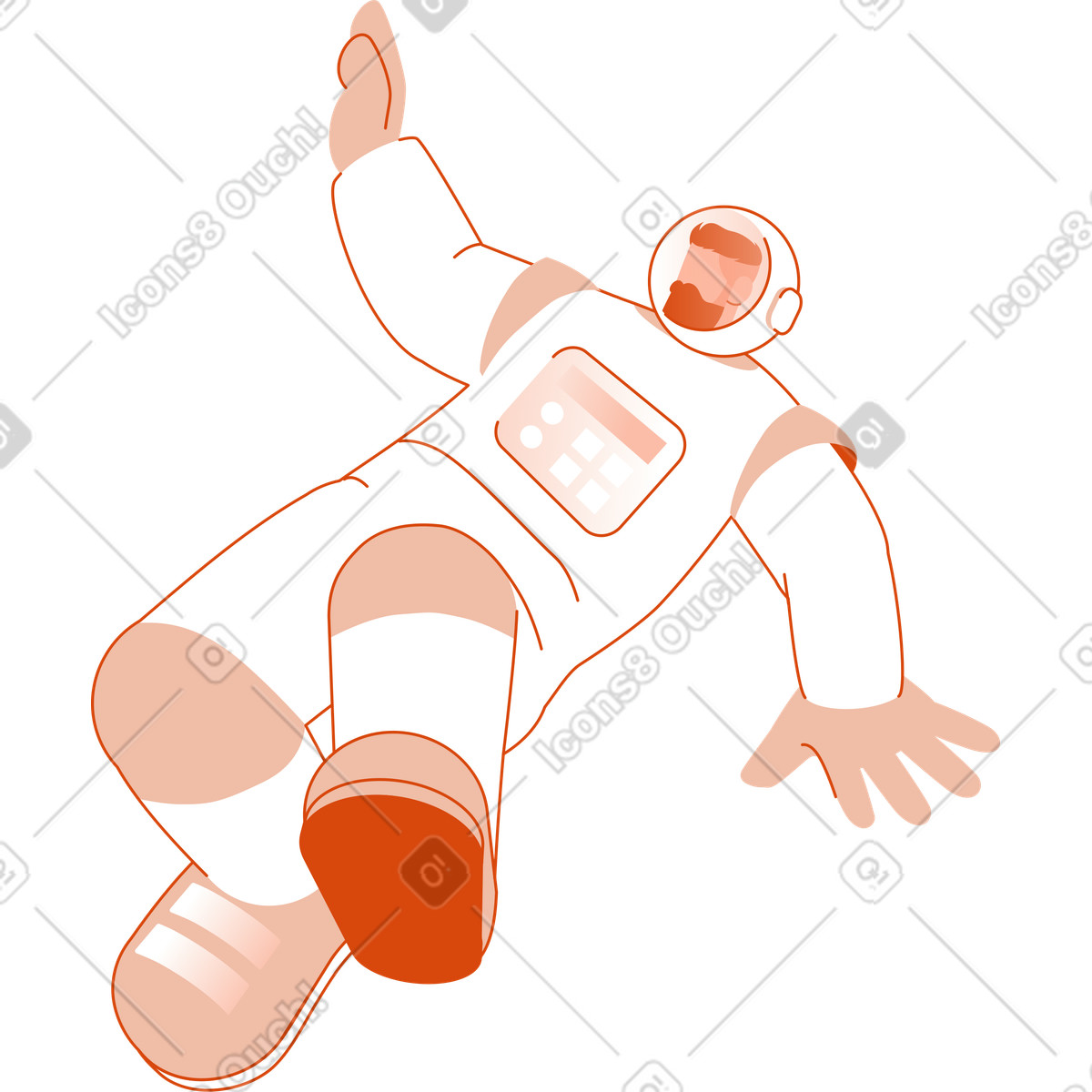 Fliegender astronaut-Illustration im Orange-Stil als Download in PNG, SVG