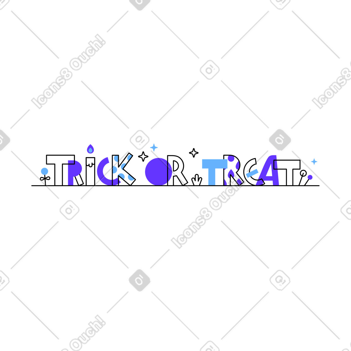 Dolcetto o scherzetto orizzontale illustrazione in stile Pablita scarica in PNG, SVG
