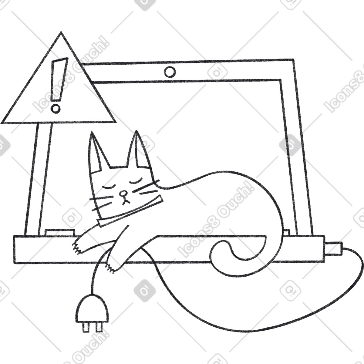 下载 Bonbon Line 风格的 Cat has turned off the internet connection 插画，支持 PNG、SVG 格式