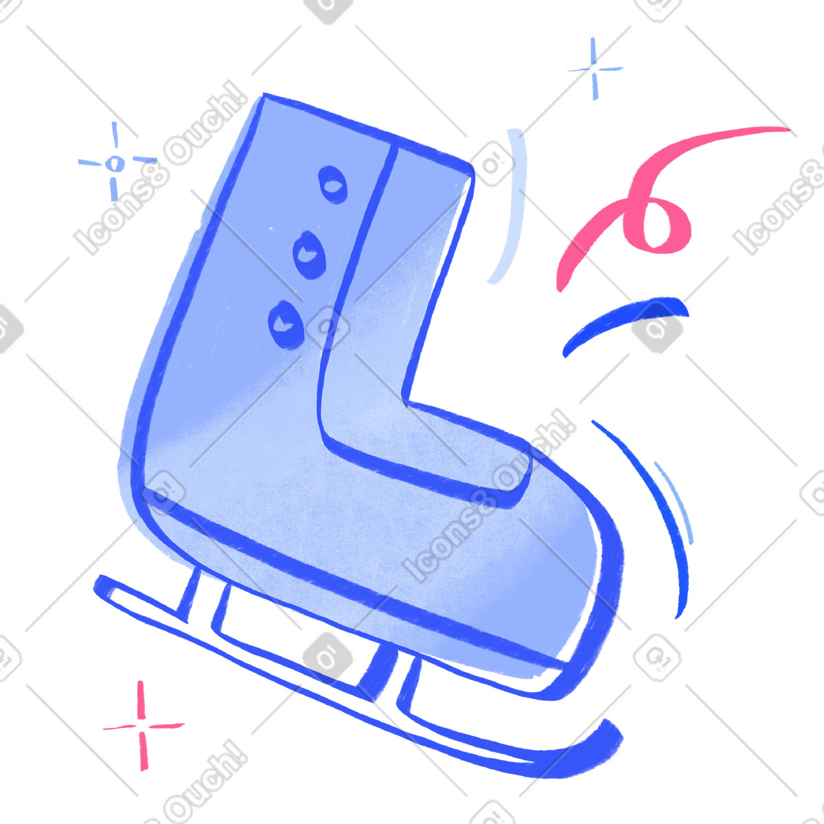 Quirky スタイルの Blue new year skates and confetti のイラストをPNG、SVG形式でダウンロード