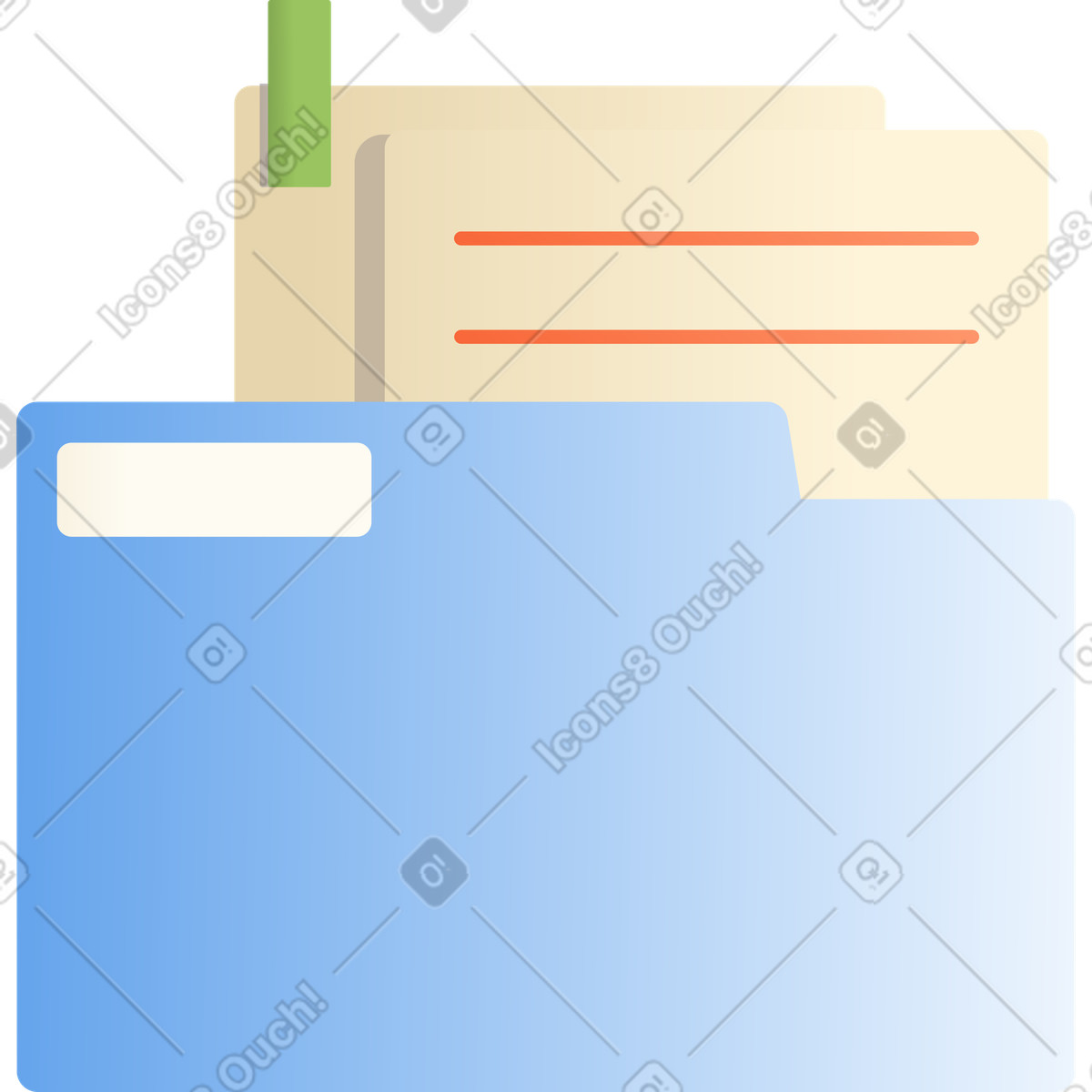 Blue folder with papers illustration in Silky style download in PNG, SVG