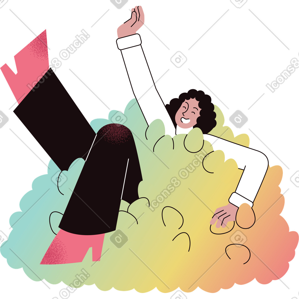 Frau im haufen ostereier-Illustration Delight-Stil als Download in PNG, SVG