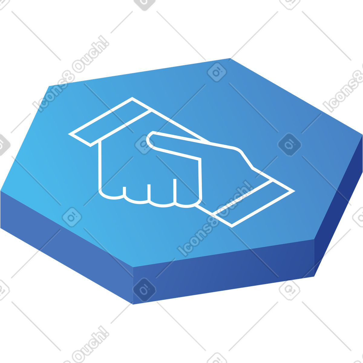 Illustration Icône de poignée main hexagonale dans le style Quantum à télécharger aux formats PNG, SVG