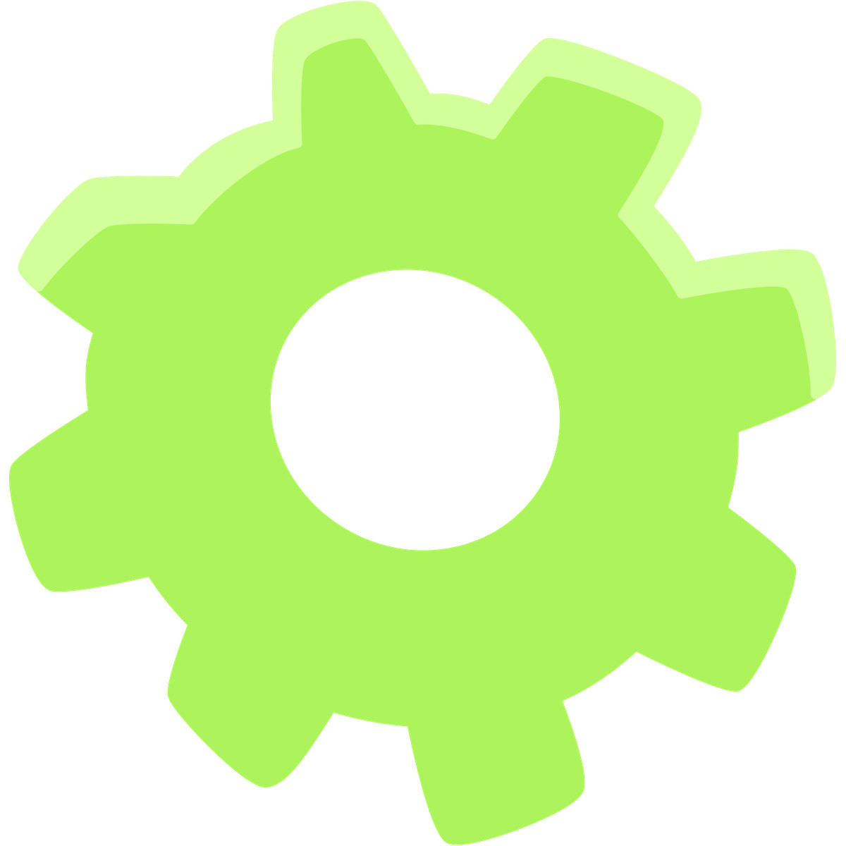 Green gear illustrazione in stile Bouncy scarica in PNG, SVG