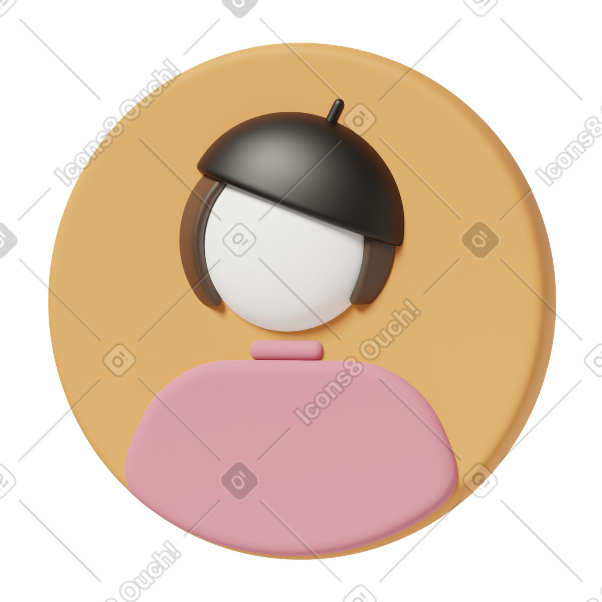 3D Casual life スタイルの Profile picture of woman in black hat and pink shirt のイラストをPNG、SVG形式でダウンロード