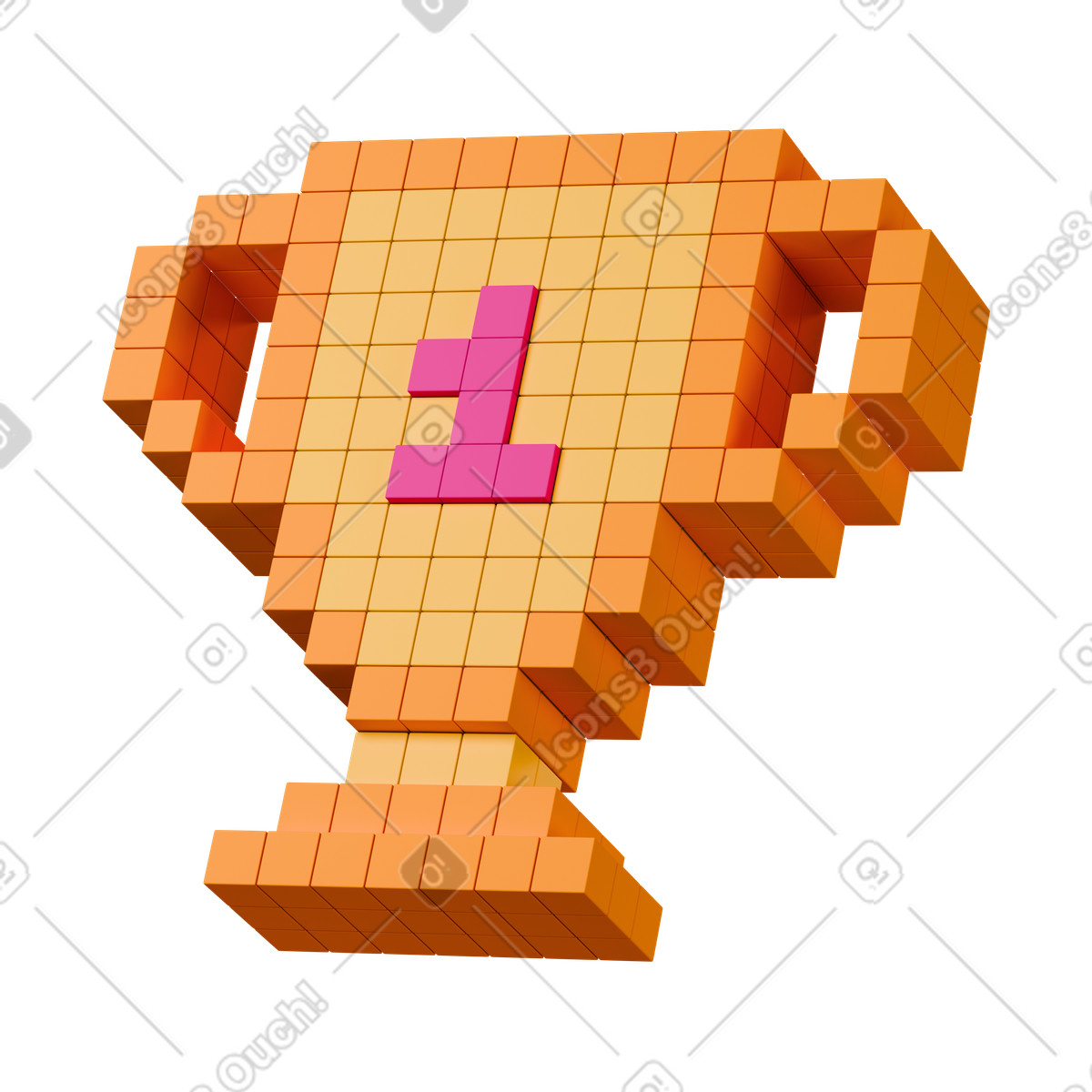 Award trophy pixelated blocks forming cup with central number one-Illustration im 3D Stickle-Stil als Download in PNG, SVG