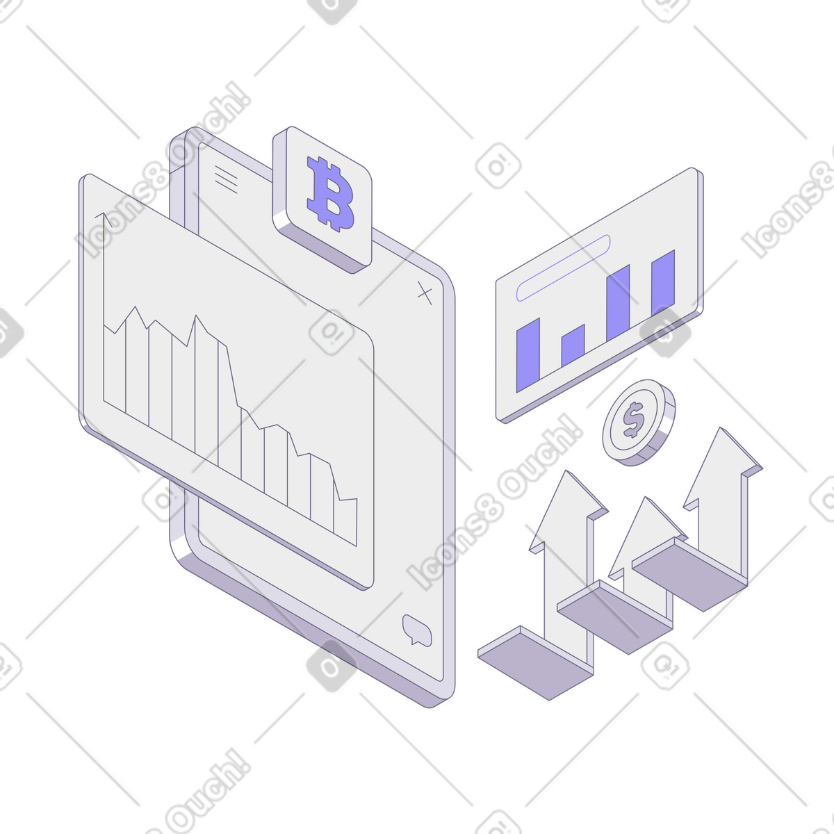 Interactive graphs for financial analysis animated illustration in GIF, Lottie (JSON), AE